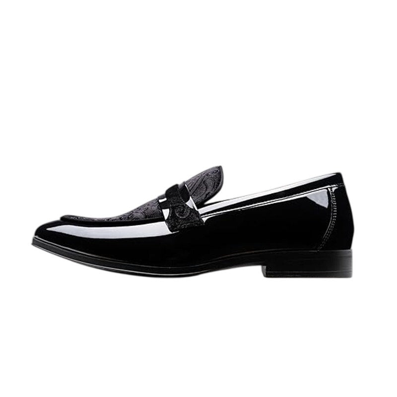 Bruno Marc Mens Size 11 Black Velvet Tuxedo Patent Classic Slip-on Dress Shoes